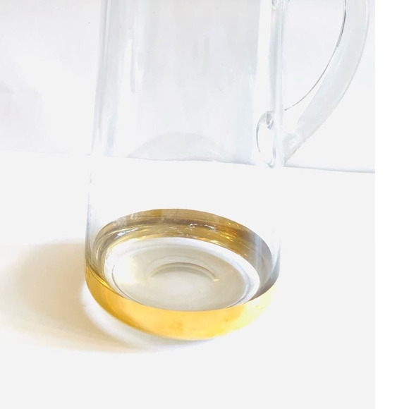 Vtg Glass Pitcher with gold rim and base - Picture 4 of 4